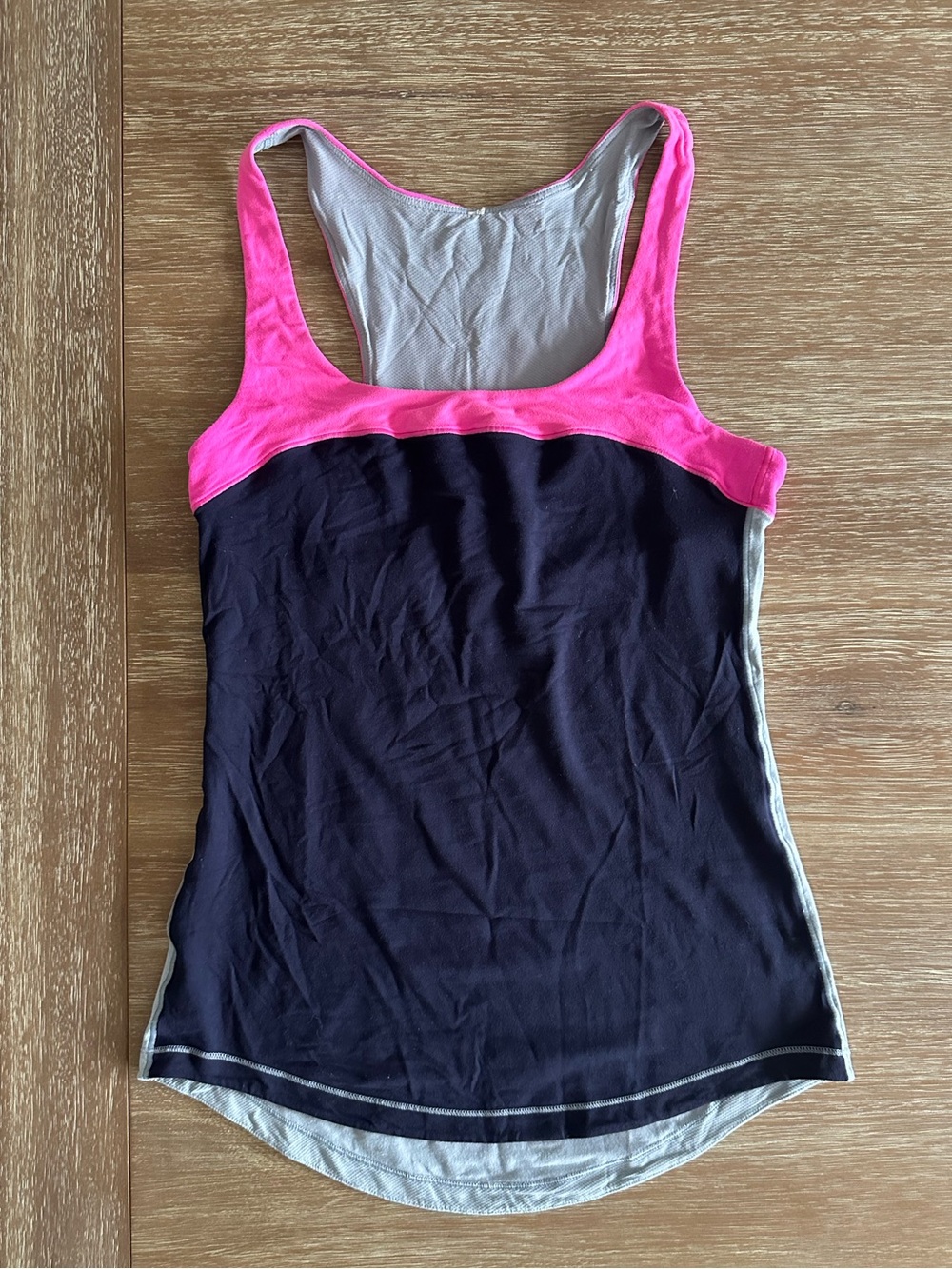 Lululemon Pink, Navy & Gray Racerback Tank Top